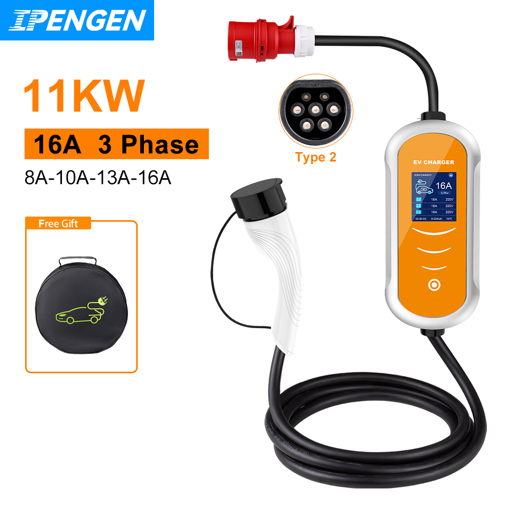 Type 2 Portable Ev Charger 11Kw Cee - IPENGEN EV Charger 16A 11KW ประเภท