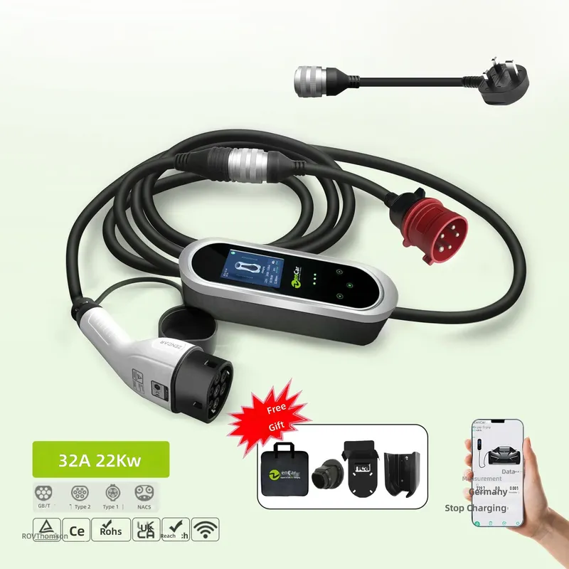 Ev Charger Type 2 22Kw 32A 3 Phase - เครื่องชาร์จรถยนต์ไฟฟ้าแบบพกพา 22 กิโลวัตต์ 3 เฟส 32