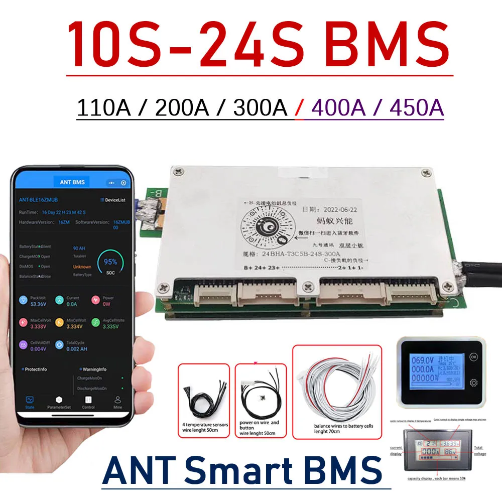 Smart Bms 24S 200A Bluetooth Lifepo4 - บอร์ดป้องกันแบตเตอรี่ลิเธียมอัจฉริยะ Bluetooth BMS 10S ~ 24S