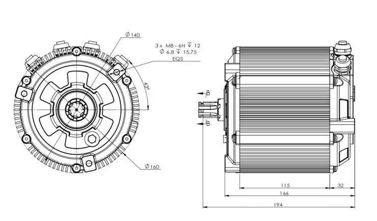 Mid Drive Motor Kit 72V 5000W - SiAECOSYS D133A-65 5000W 72V ชุดมอเตอร์ขับเคลื่อนกลางพร้อมเอนโค้ดเดอร์ แรงบิดสูง