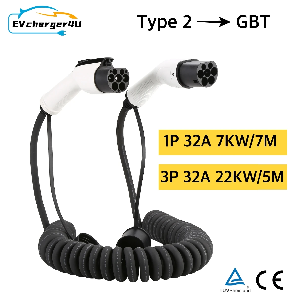 Ev Charger Type 2 22Kw 32A 3 Phase - EVcharger4U 5 M/7 M เกลียว EV