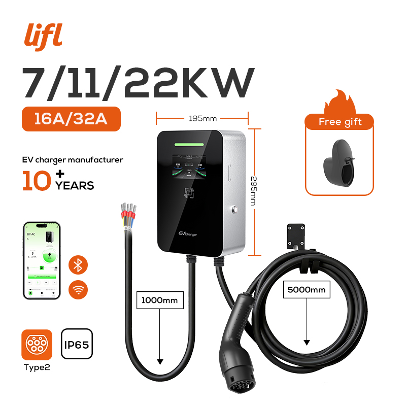 Ev Charger Type 2 22Kw 32A 3 Phase - Lifl 7KW 11KW 22KW สถานีชาร์จรถยนต์ไฟฟ้าแบบติดผนัง 3