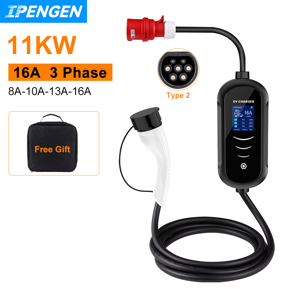16A 11KW ipengen ที่ชาร์จแบบพก - Type 2 Portable Ev Charger 11Kw Cee บทวิจารณ์และราคา